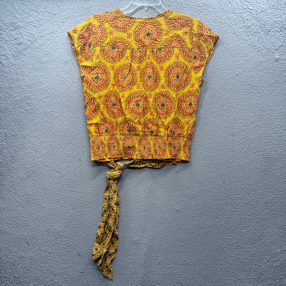 Maeve Yellow Paisley Tie-Waist Blouse - Picture 7 of 11